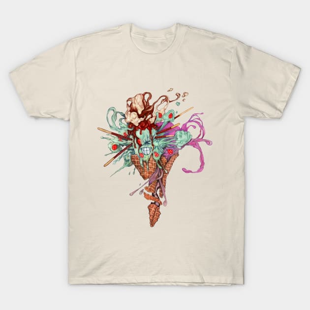 Imploding Ice Cream Cone T-Shirt by KikoeART